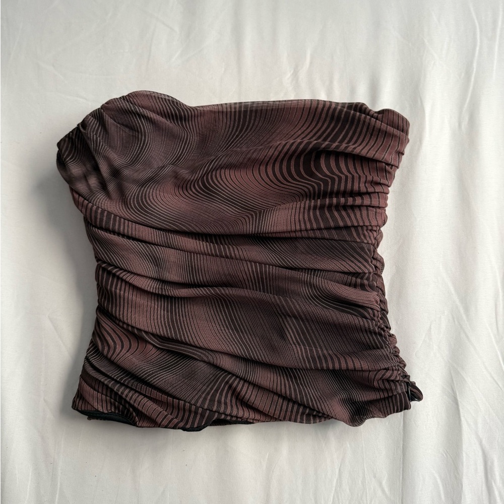 Zara Black and Brown Strapless Top